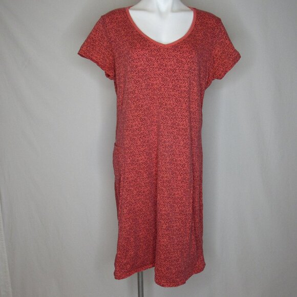 Toad & Co Salmon Pink Marley Short Sleeve V-Neck Shirt Dress Women's XL Xlarge - Picture 1 of 9